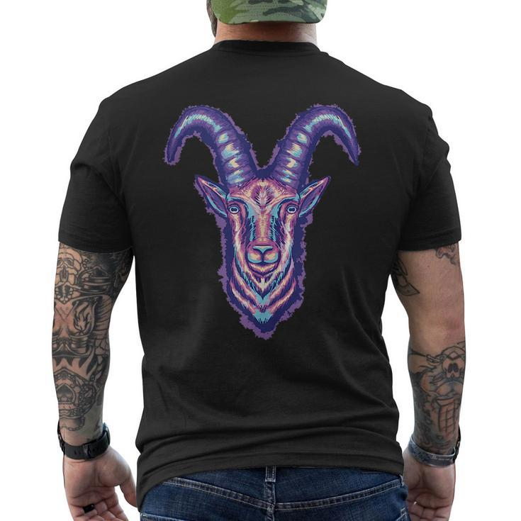 Goat Drawing Horns Scary Creepy  Mens Back Print T-shirt