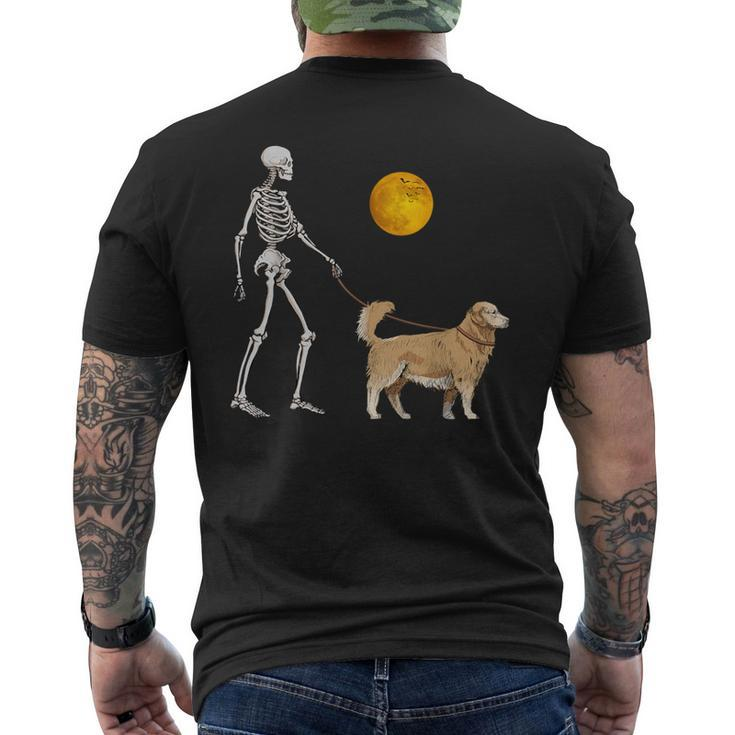 Golden Retriever Skeleton Dog Walking Halloween Costume Men's T-shirt Back Print