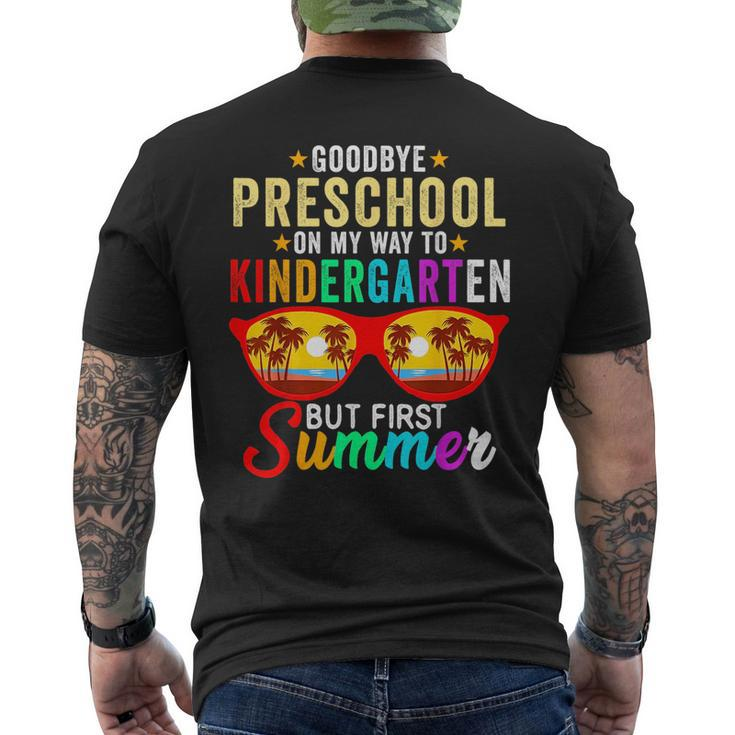 Goodbye Preschool Graduation Hello Kindergarten Summer Kids Mens Back Print T-shirt