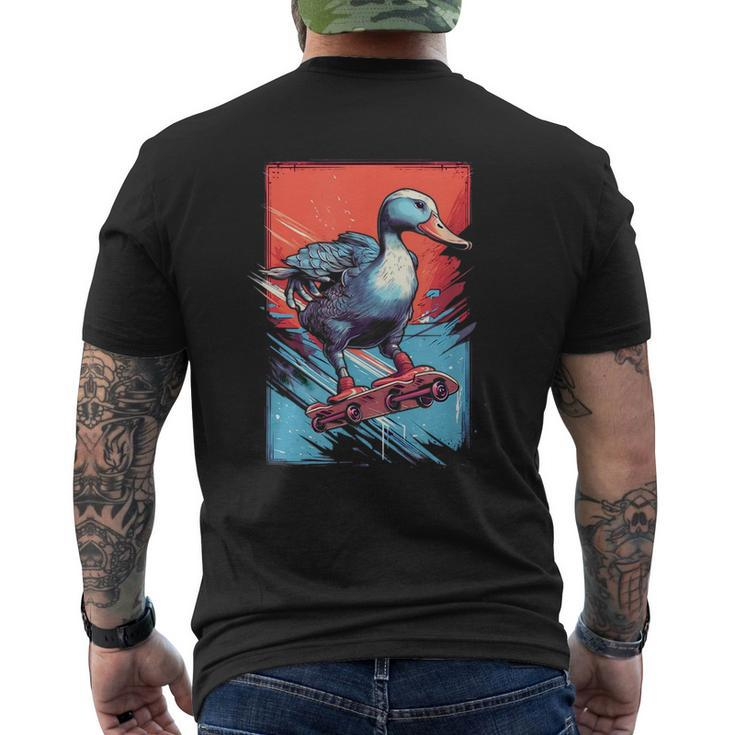 Goose Riding Skateboard Skateboarder Geese Skateboarding  Mens Back Print T-shirt