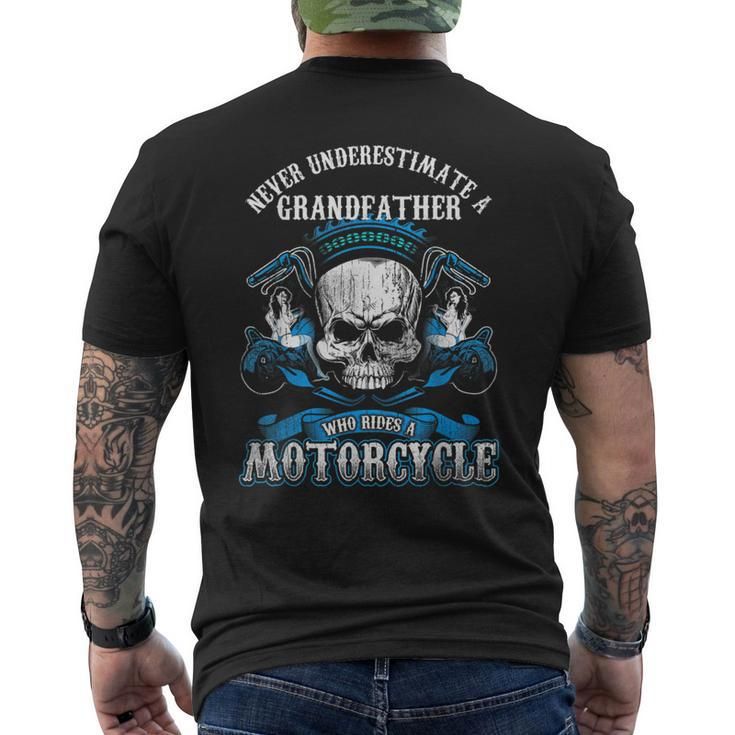 Grandfather Biker Never Underestimate Motorcycle Skull Men's T-shirt Back Print