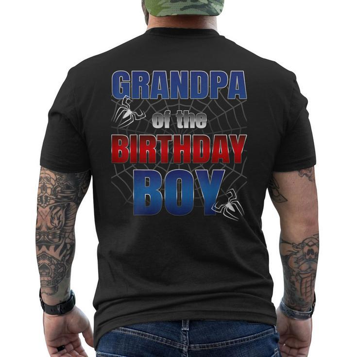 Grandpa Birthday Boy Spider Web Birthday Party Decorations Men's T-shirt Back Print