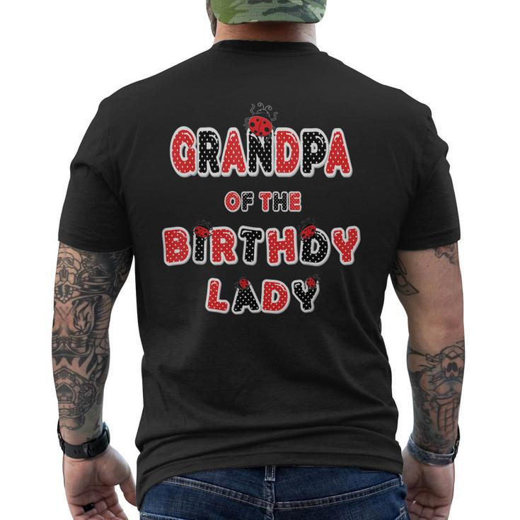 Grandpa Of The Birthday Lady Girl Ladybug Theme Bday Men's Back Print T-shirt
