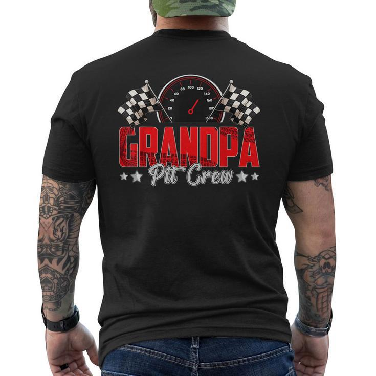 Grandpa Pit Crew Race Car Birthday Party Racing Family Men's Back Print T-shirt