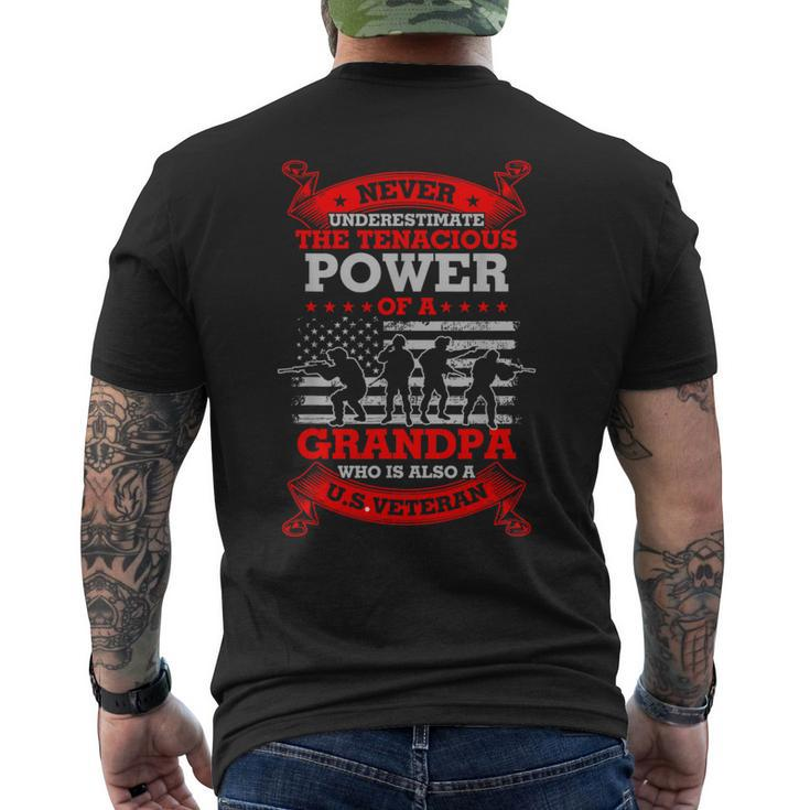 Grandpa Veteran- Never Underestimate The Tenacious Power Men's T-shirt Back Print