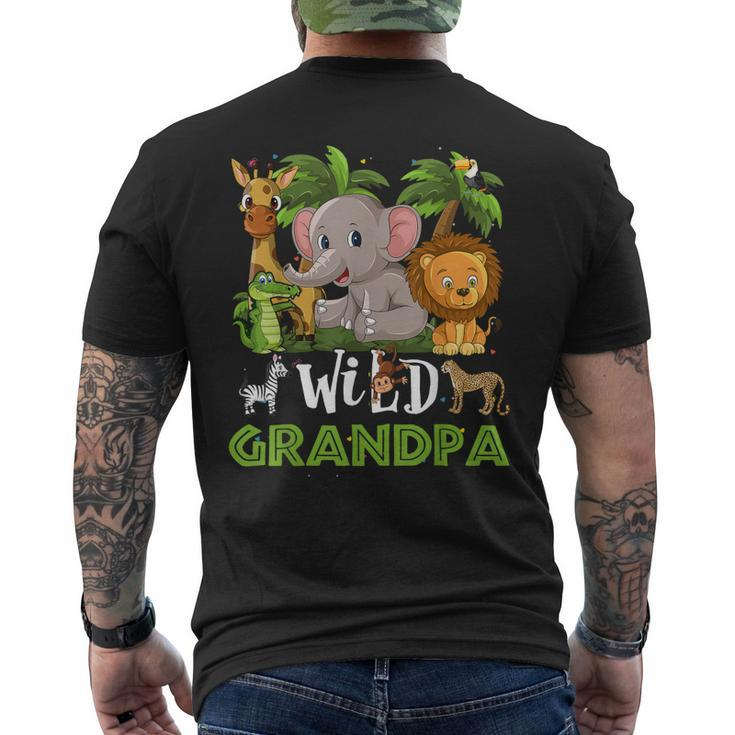 Grandpa Of The Wild Zoo Birthday Safari Jungle Animal Men's Back Print T-shirt