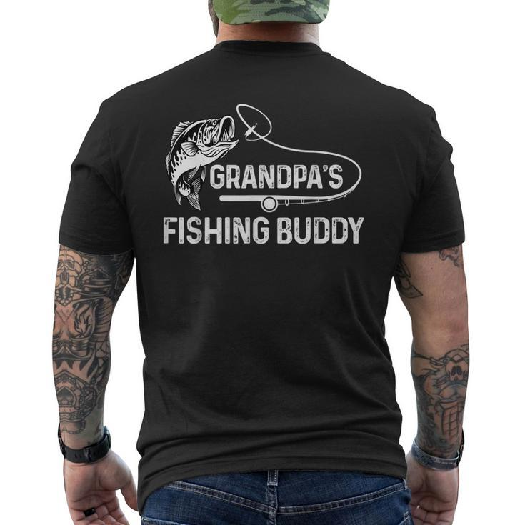 Grandpas Fishing Buddy Cool Father-Son Team Young Fisherman  Mens Back Print T-shirt