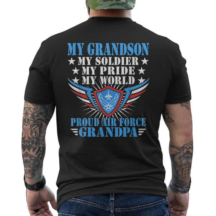 My Grandson Is A Soldier Airman Proud Air Force Grandpa Men's Back Print T-shirt