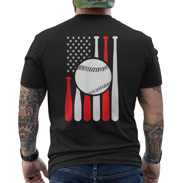 Graphic Vintage American Flag Baseball Coach 4Th Of July  Mens Back Print T-shirt