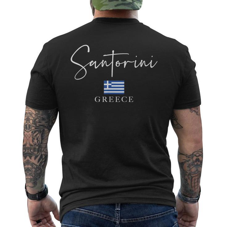 Greece Flag Vacation - Island Santorini  Mens Back Print T-shirt
