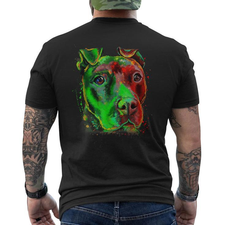 Green Color Pitbull Innocent Face  Mens Back Print T-shirt