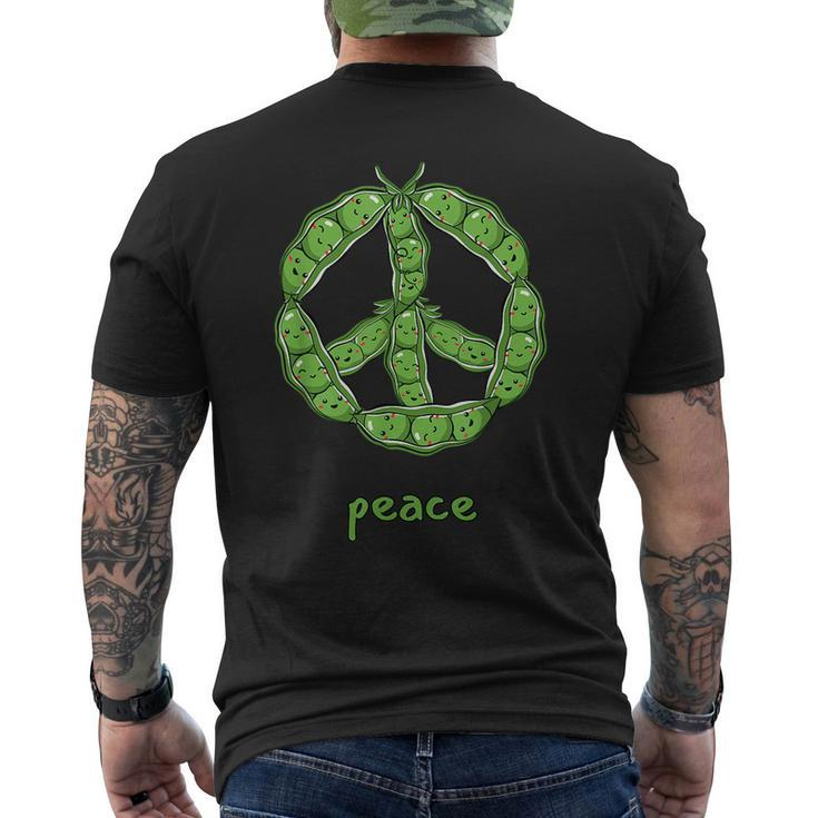 Green Peas In A Pod Peace Symbol  Mens Back Print T-shirt