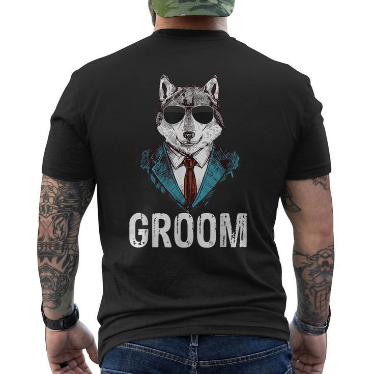 Grooms Wolf Bachelor Wedding Groomsmen Team Party Men's T-shirt Back Print