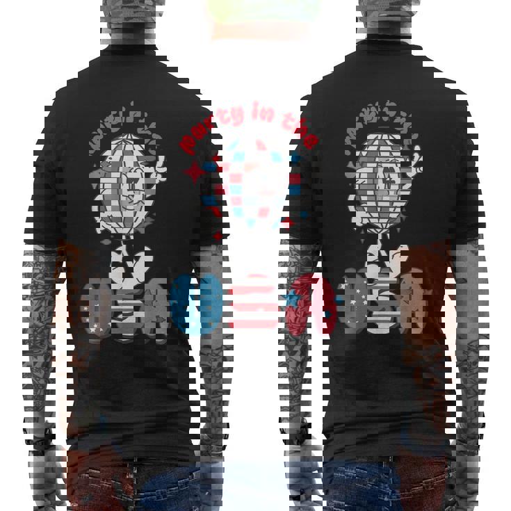 Groovy Disco Funny Party In The Us July 4Th Usa Patriotic Mens Back Print T-shirt