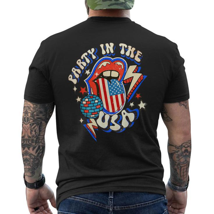 Groovy Disco Funny Party In The Us July 4Th Usa Patriotic  Mens Back Print T-shirt