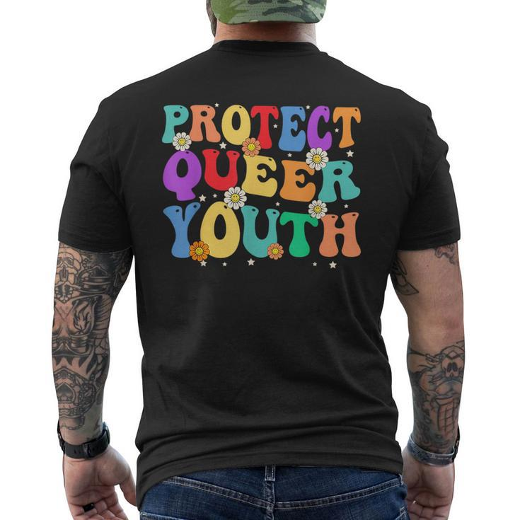 Groovy Protect Queer Youth Protect Trans Kids Trans Pride  Mens Back Print T-shirt