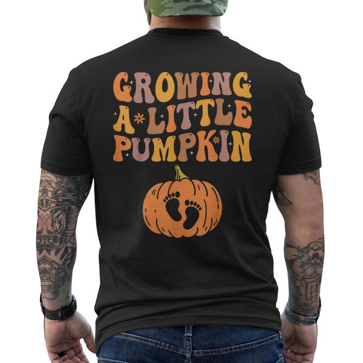 Growing A Little Pumpkin Pregnancy Announcement Halloween Men's T-shirt Back Print