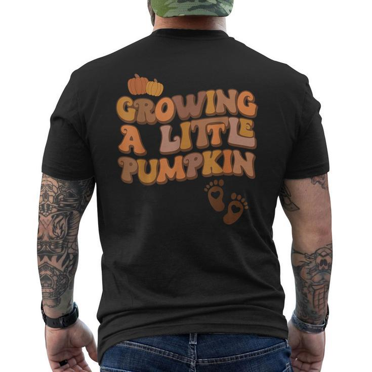 Growing A Little Pumpkin Thanksgiving Pregnancy Announcement Men's T-shirt Back Print