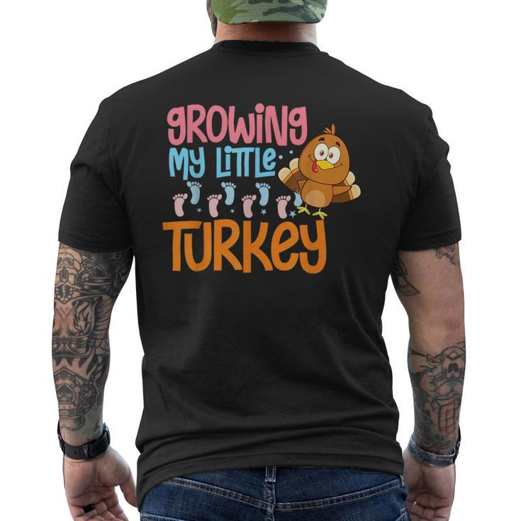Growing My Turkey Thanksgiving Pregnancy Announcement  Mens Back Print T-shirt