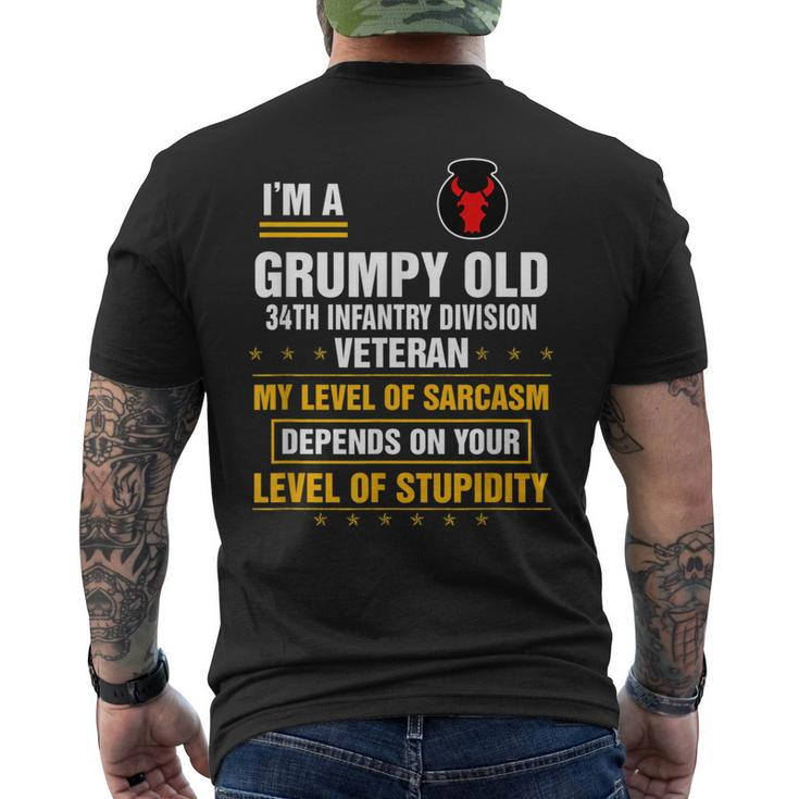Grumpy Old 34Th Infantry Division Veteran Day Xmas Men's Back Print T-shirt