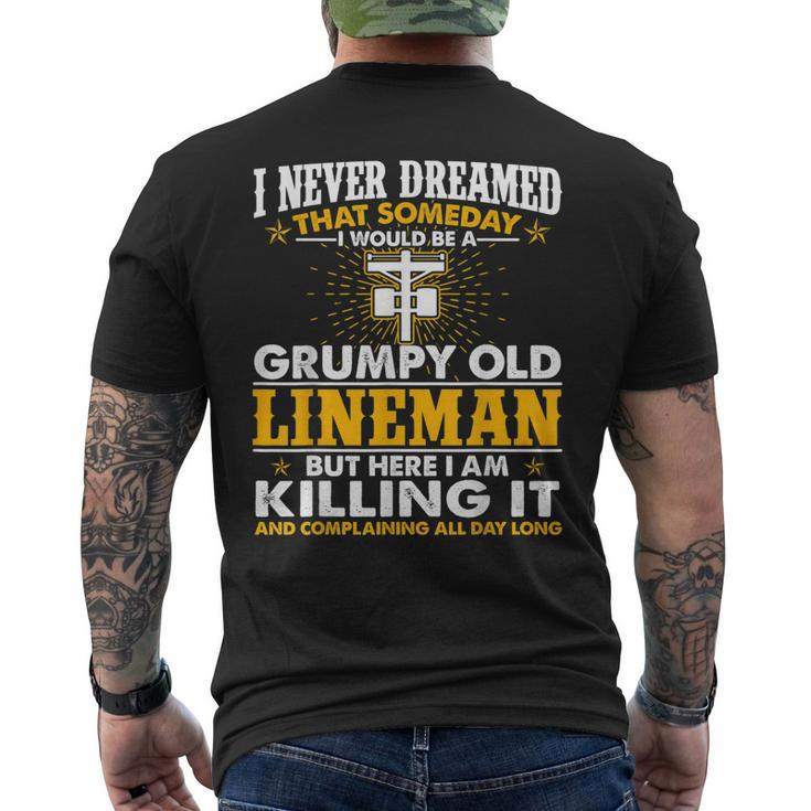 Grumpy Old Lineman Killing It Lineman Grandpa Men's Back Print T-shirt