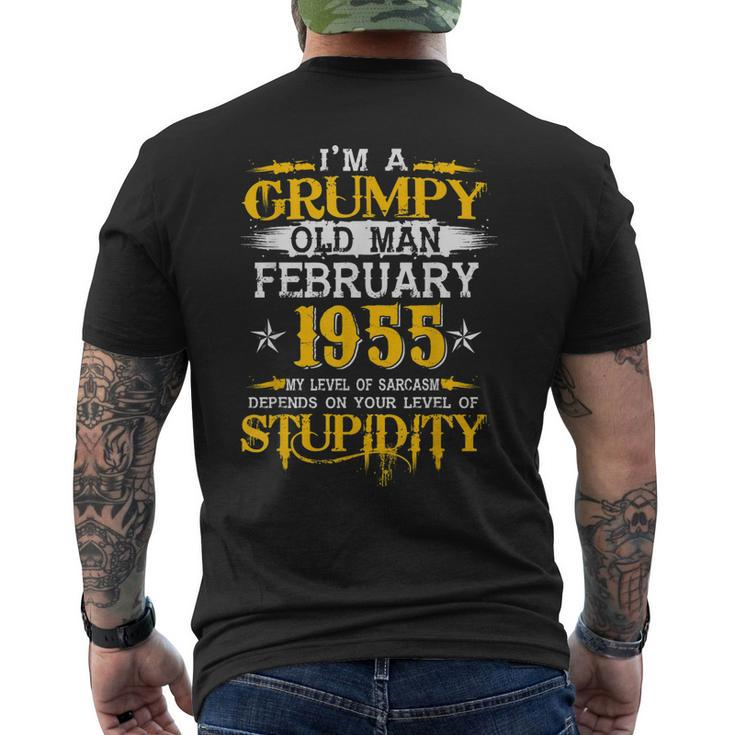 Grumpy Old Man Born In February 1955 65Th Birthday Men's Back Print T-shirt
