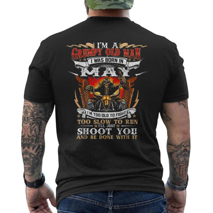 Im A Grumpy Old Man I Was Born In May Biker Rider Skull Men's Back Print T-shirt