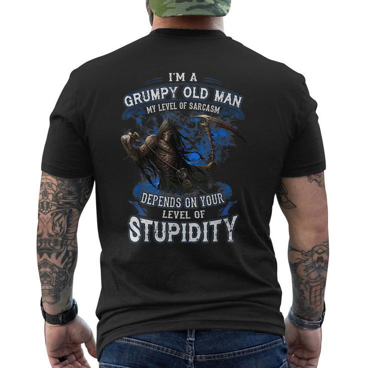 Im A Grumpy Old Man My Level Of Sarcasm Skull Men's Back Print T-shirt