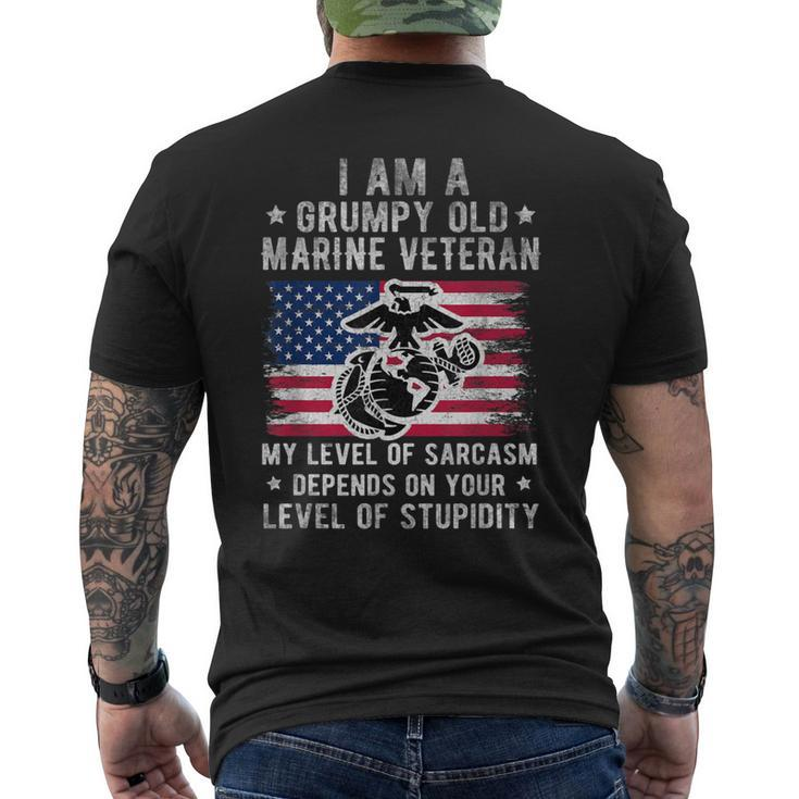 Am A Grumpy Old Marine Veteran My Level Of Sarcasm Men's Back Print T-shirt