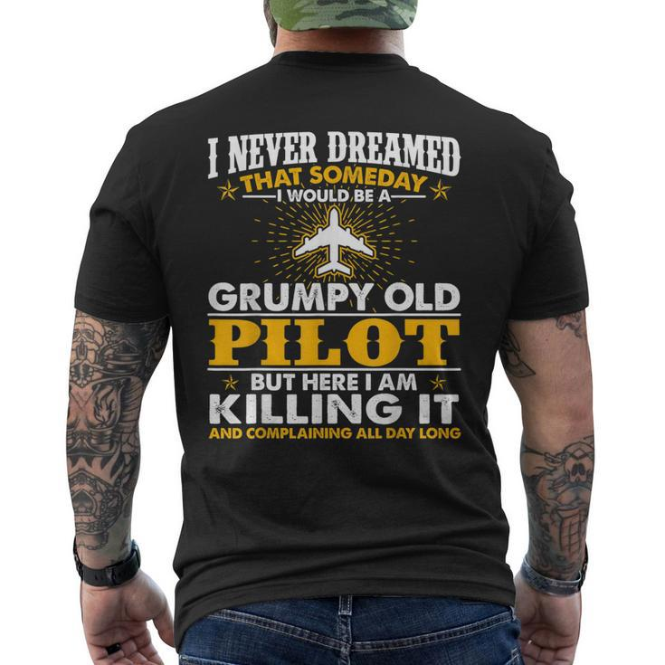 Grumpy Old Pilot Killing It Pilot Grandpa Men's Back Print T-shirt