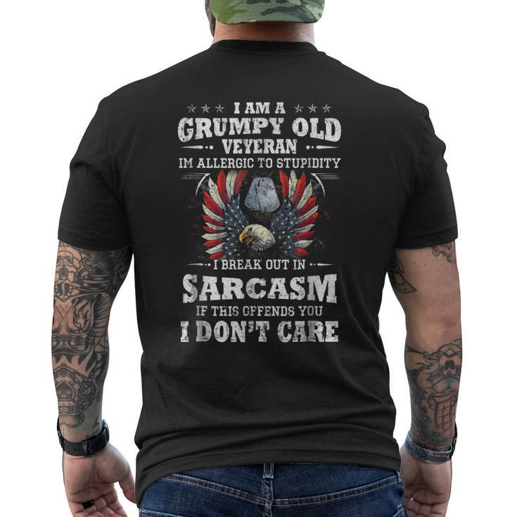 I Am A Grumpy Old Veteran Im Allergic To Stupidity Men's Back Print T-shirt