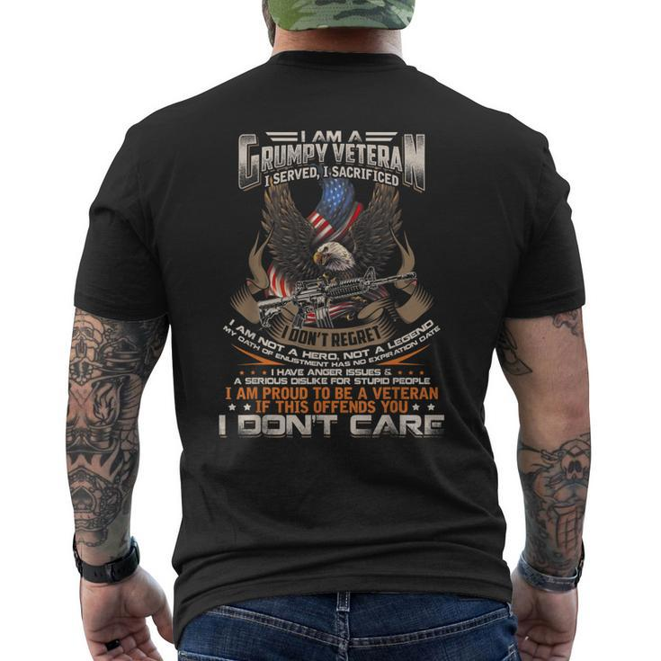 I Am A Grumpy Old Veteran Proud Vet Grandfather Fathers Day Men's Back Print T-shirt