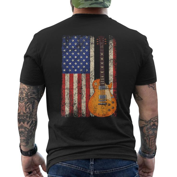 Guitar American Usa Flag  Patriotic Guitarist Men   Patriotic Funny Gifts Mens Back Print T-shirt