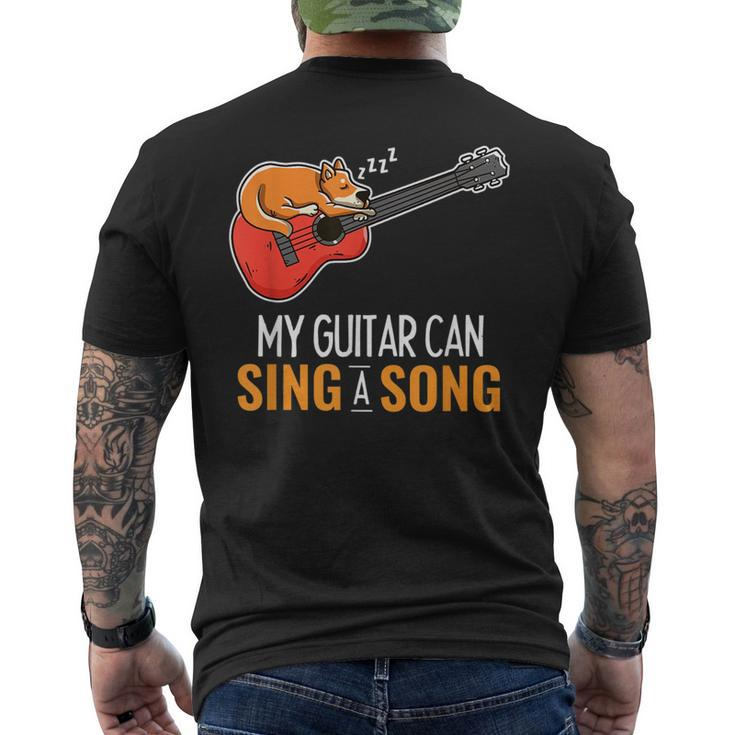 Guitar Sing A Song Corgi Sleeping Acoustic Guitarist  Mens Back Print T-shirt