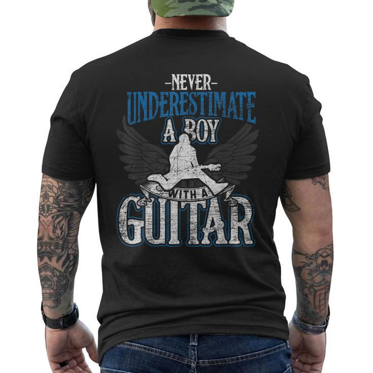 Guitarist Men Boys Never Underestimate A Boy With A Guitar Guitar Funny Gifts Mens Back Print T-shirt