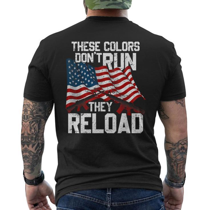 Gun American Flag Colors Dont Run They Reload Men's Back Print T-shirt