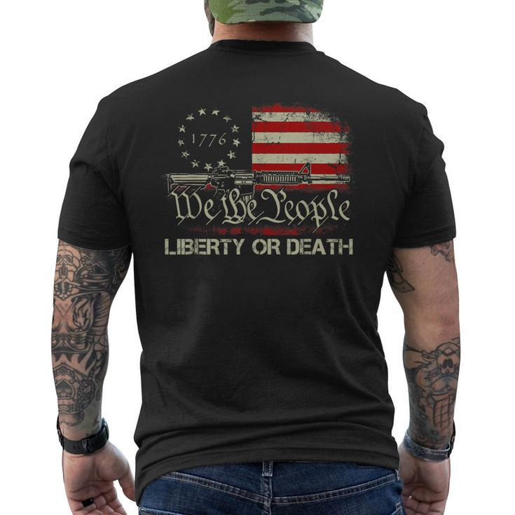 Gun Vintage American Flag Give Me Liberty Or Give Me Death Men's Back Print T-shirt
