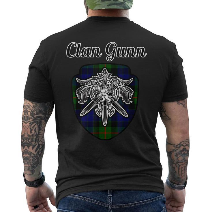 Gunn Scottish Clan Family Tartan Lion Sword Name Crest Men's Back Print T-shirt