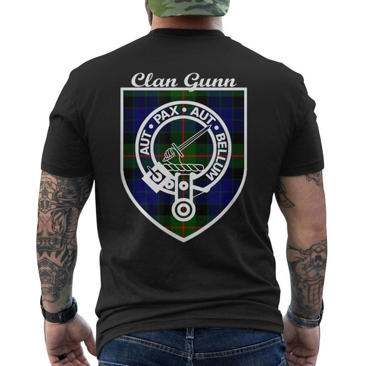 Gunn Surname Last Name Scottish Clan Tartan Badge Crest Funny Last Name Designs Funny Gifts Mens Back Print T-shirt