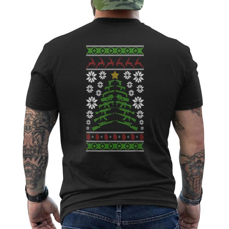 Guns Ugly Christmas Sweater Military Gun Right 2Nd Amendment Men's T-shirt Back Print