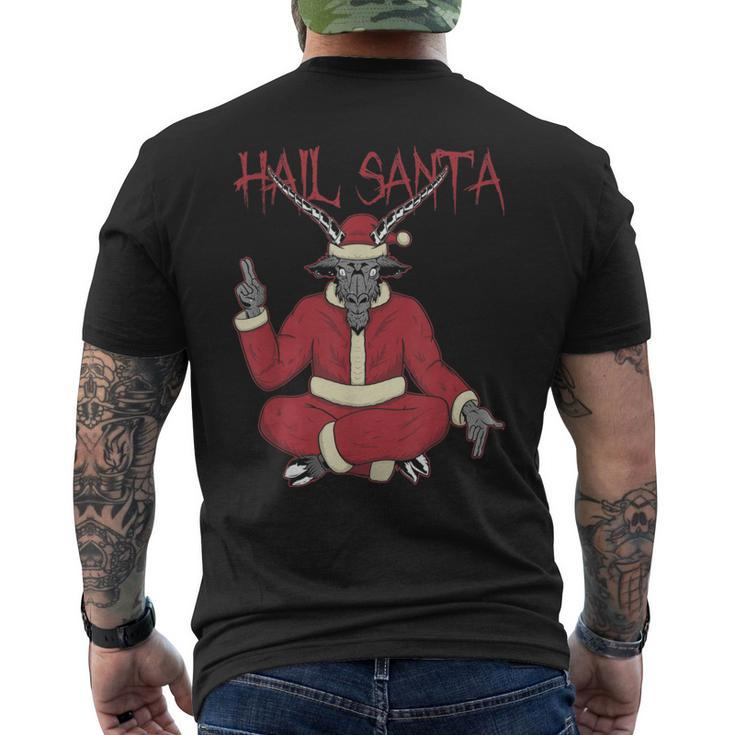 Hail Santa Ugly Christmas Sweater Rock Metal Satan Pentagram Men's T-shirt Back Print