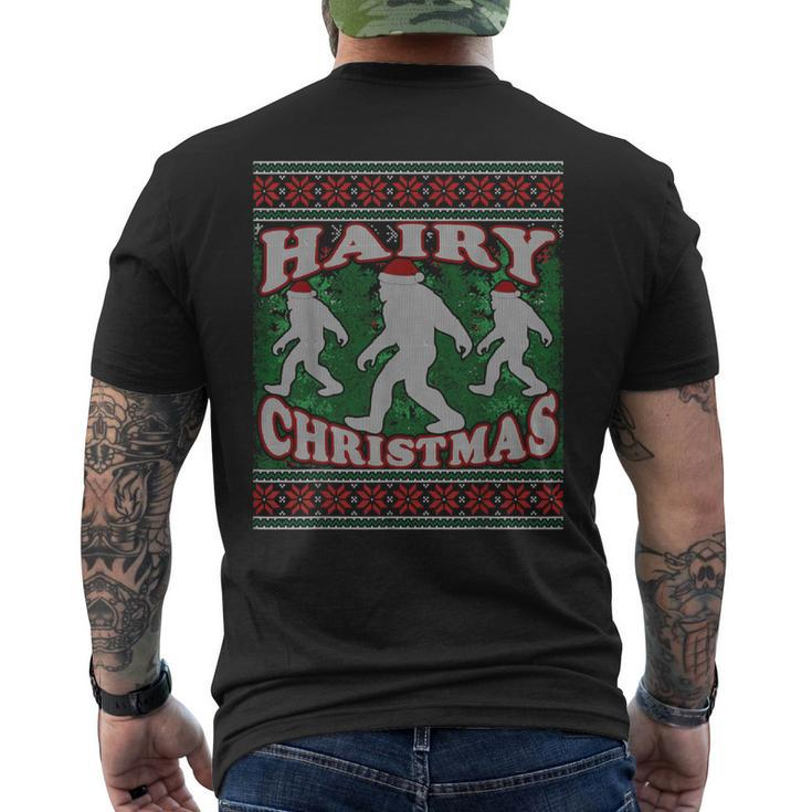 Hairy Christmas Bigfoot Ugly Christmas Sweater Men's T-shirt Back Print
