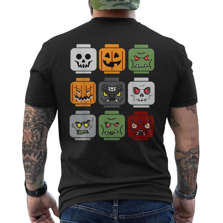 Halloween Building Brick Head Pumpkin Ghost Zombie Friends Men's T-shirt Back Print