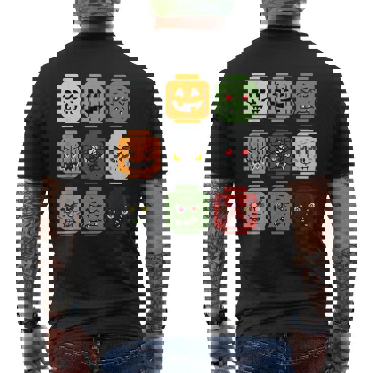 Halloween Building Brick Head Pumpkin Ghost Zombie Friends Men's T-shirt Back Print