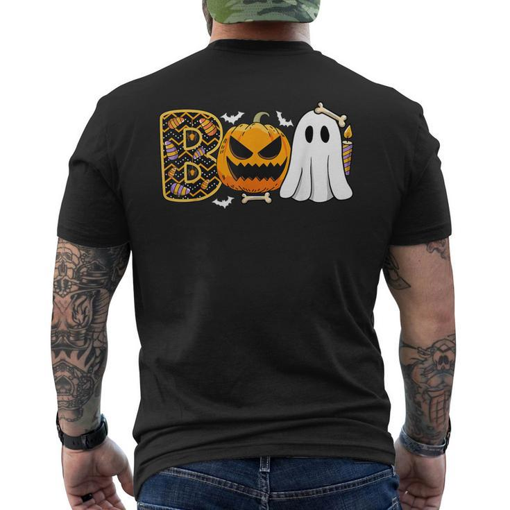 Halloween Costume Boo Spiders Ghosts Pumpkin & Witch Men's T-shirt Back Print