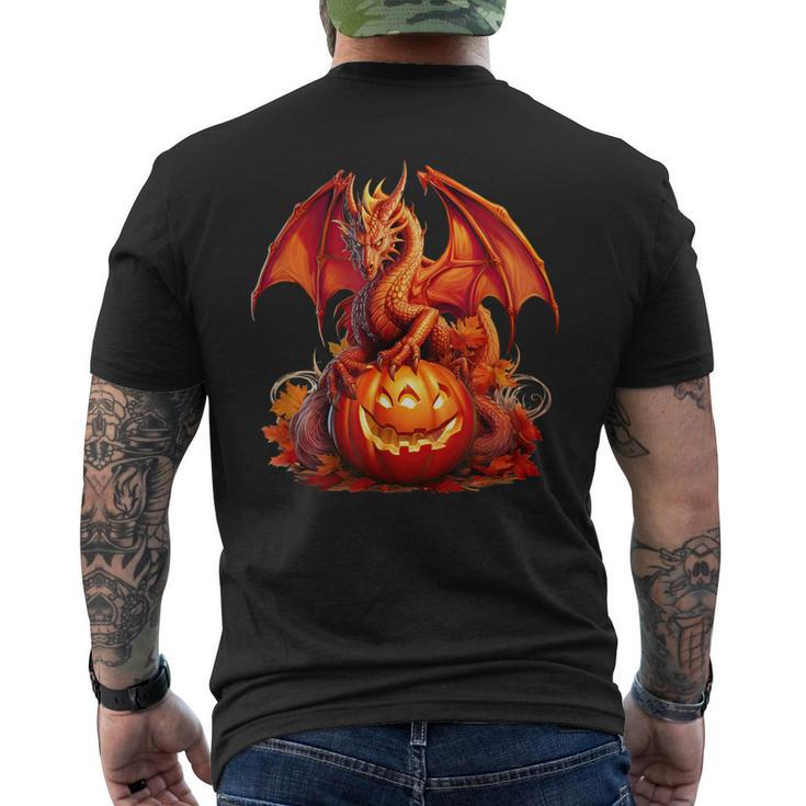 Halloween Dragon Guardian Of The Pumpkin Autumn Silhouette Men's T-shirt Back Print