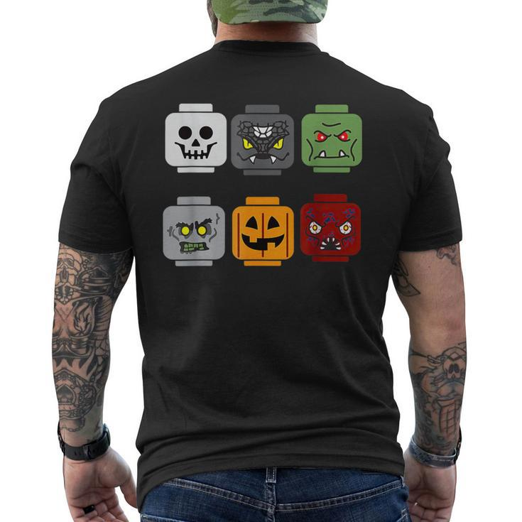 Halloween Head Pumpkin Ghost Zombie Block Brick Builder Men's T-shirt Back Print