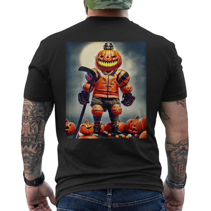 Halloween Hockey Season Pumpkin Player Men's T-shirt Back Print