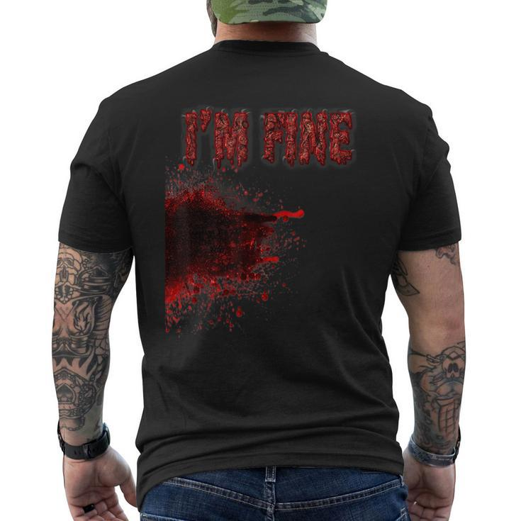 Halloween Horror Blood Stain Wound & Blood Injury I'm Fine Halloween Men's T-shirt Back Print