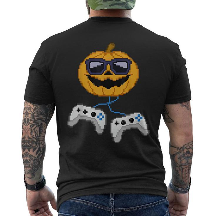 Halloween Jack O Lantern Pixelated Gaming Gamer Boys Men's T-shirt Back Print